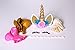 Unicorn Cake Toppers Handmade Set 27 PCS gold Horn With Balloons Ears Flowers and eyelash for Birthday baby shower Party wedding cake decorations (GOLD)
