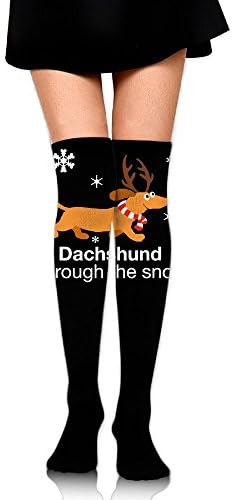 Dachshund Through The Snow Christmas Weiner Dog Mans And Womans Classic Knee High Sock Non Slip Causal Sock