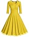 MUXXN Women's 1950s Vintage 3/4 Sleeve Fit and Flare Cocktail Formal Rockabilly Swing Dress