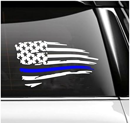 Back the Blue Tattered Flag Car Deal- White