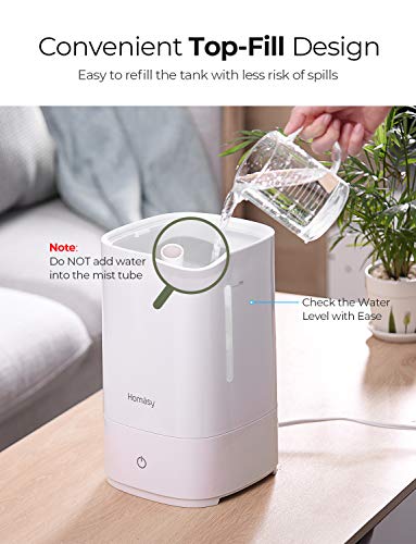 Homasy Humidifiers with Essential Oil Nozzle, 4.5L Ultrasonic Cool Mist Humidifier for Bedroom, Large-Capacity Vaporizer Humidifying Unit with Whisper-Quiet & Auto Shut-Off (Top Refilling Design) - Thumbnail 4