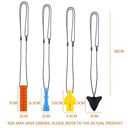 tuxepoc Autism chew Necklace,(4 Pack) Chewy for Kids Sensory chew Necklace for Boys and Girls,Silicone Chewy Sticks for ADHD,Autism,Biting Needs