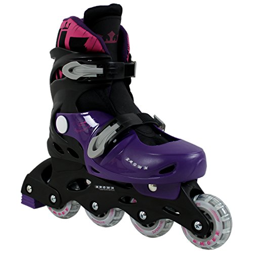 Krown Kids Adjustable Inline Skates, Black/Pink, Small