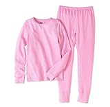 Fruit of the Loom Girls’ Soft Waffle Thermal Underwear Top & Bottom Set – Strawberry Cream