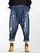 Mordenmiss Women's New Casual Wide Leg Pants Side Pockets Denim Haren Pants Large Style 1-Blue