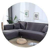 Amazing21 Gray Color Tight Wrap Sofa Cover Elastic Needs Order 2 Pieces Sofa Cover As L-Style Sectional Corner Sofa capa de Sofa,Grey,1seater and 2seater