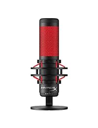 HyperX QuadCast   Micrófono condensador USB para juegos, para PC, PS4 y Mac, montaje de choque antivibración, cuatro patrones polares, filtro pop, control de ganancias, podcasts, Twitch,  , Discord, LED rojo, negro