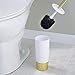 mDesign Decorative Compact Freestanding Plastic Toilet Bowl Brush and Holder for Bathroom Storage and Organization - Metal Handle/Base - Space Saving, Sturdy, Deep Cleaning - White/Gold Brass