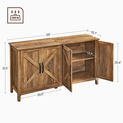 VASAGLE Buffet Sideboard, Credenza, Kitchen Storage with Adjustable Shelves