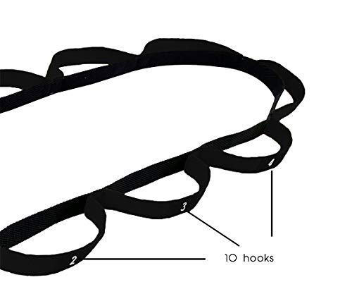Wacces Yoga Strap Stretch Restore Multi-Grip Fitness Pilates Stretching Belt Multicolor (Black)