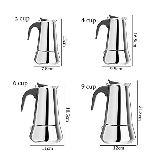 Coffee Pot Espresso Coffee Maker, Wide Bottom Coffee Stovetop Espresso Maker, Stainless Steel Coffee Cup Percolator Stove Top with Permanent Filter and Heat Resistant Handle(171010cm) - Thumbnail 3
