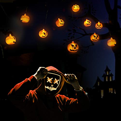 Decoraciones de Halloween Luces LED Calabaza 3D Guirnalda