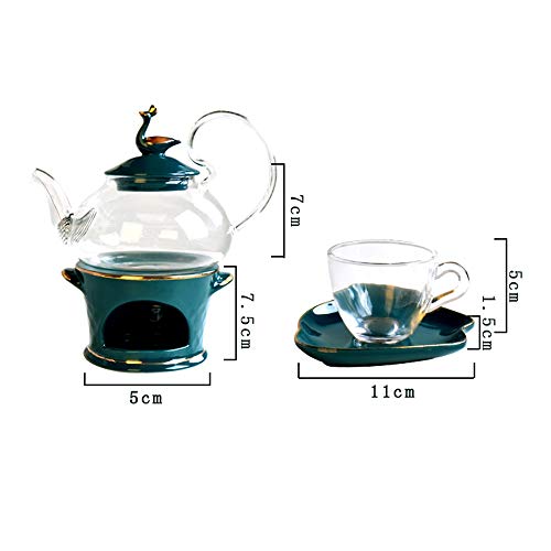 Ceramica in porcellana European Flower Tea Set con la candela Più caldo di vetro Teiera fioritura fogli staccabili Tea… - immagine 8