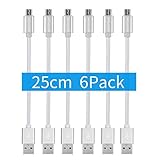 Short Micro USB Cable dethinton [6 Pack 10 inches] Short Nylon Braided High Speed USB to Micro USB Charging Cables for Samsung, HTC, Motorola, Android, and More (Silver)