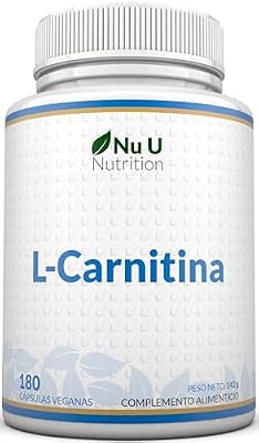 L-Carnitina 2200mg - 180 Cápsulas Veganas de Alta Potencia - Con riboflavina, biotina, cromo, vitamina D, B3 y B6 - Tartrato de L-Carnitina - Fabricado en Europa - Nu U Nutrition