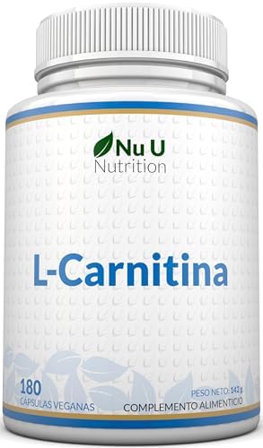 L-Carnitina 2200mg - 180 Cápsulas Veganas de Alta Potencia - Con riboflavina, biotina, cromo, vitamina D, B3 y B6 - Tartrato de L-Carnitina - Fabricado en Europa - Nu U Nutrition