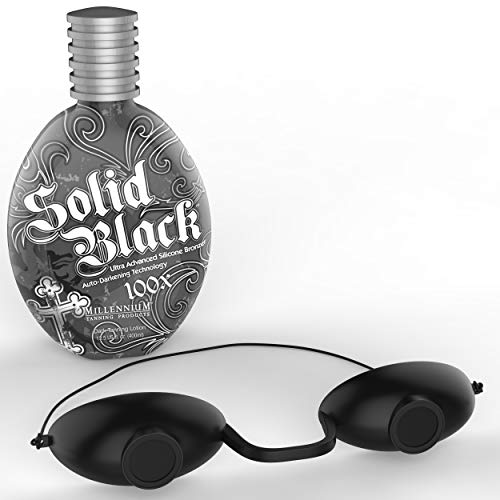 Millennium Tanning Products: Dark Tanning Lotion, 100x, 13.5 fl. oz AND Super Sunnies Evo Flexible Tanning Bed Goggles Eye Protection UV Black Glasses
