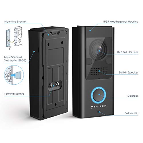 Amcrest 1080P Video Doorbell Camera Pro, Outdoor Smart Home 2.4GHz
