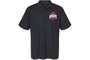CAMPUS LAB Official NCAA Men's 100% Cotton Knit Polo Short Sleeve Shirt Primary Mark Collection