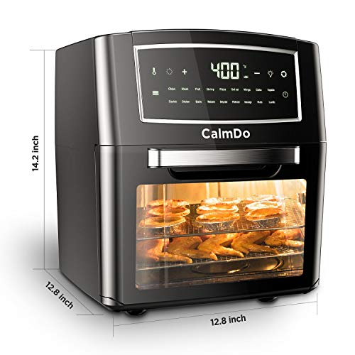 CalmDo Air Fryer Toaster Oven 12.7 Quarts, Rotisserie, Dehydrator, Convection Oven, 18 functions to Fry, Roast, Dehydrate, Bake, Reheat, 10 Accessories & Recipe Included, Black - Thumbnail 7