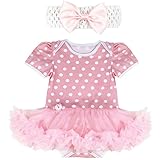 iiniim Baby Girl's Polka Dot Tutu Romper with Headband Easter Dress Up Outfit Set Pink Dots 0-3 Months