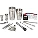 10-Piece Cocktail Shaker Set - Bar Tools - Stainless Steel Professional Bartender Kit, With All Bar Accessories, Cocktail Strainer, Double Jigger, Bar Spoon, Muddler, Bottle Opener.
