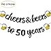 Joymee Cheers & Beers to 50 Years Black Glitter Banner for 50th Birthday Wedding Aniversary Party Supplies Decorations - PRESTRUNG