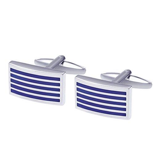 Salutto Men's Five Striped Cufflinks with Gift Box