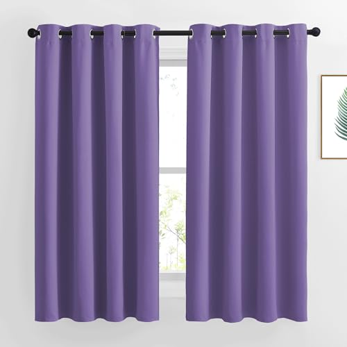 NICETOWN Insulated Curtains Blackout Draperies - Window Treatment Blackout Curtains/Drapes for Bedroom/Living Room Window (63 inches Long, 2 Panel Set, Lilac Purple)