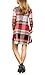 Yobecho Womens Plaid Swing Tunic Dress Casual Loose Long Sleeve T-shirt Dress with Pockets