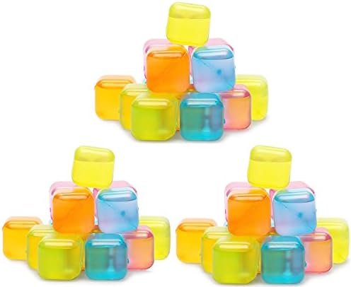 Reusable Plastic Ice Cubes Multi-Color 45 Count (3 packs of 15)