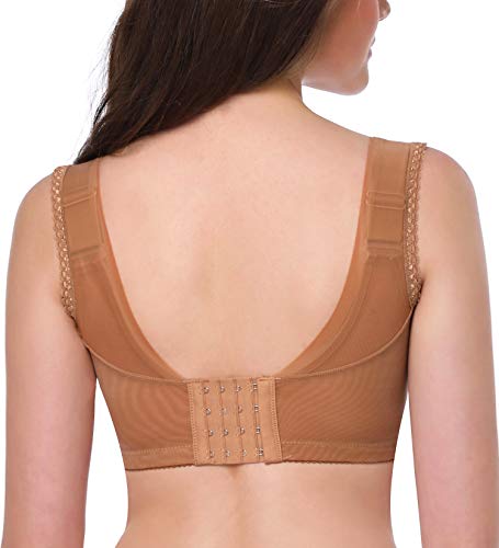 HANSCA Women's Push Up Wirefree Bra Lightly Padded Full Cup Cleavage Bra Plus Size Comfort (Pecan, 36B) - Thumbnail 3