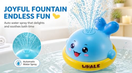 Baby Bath Toys, Baby Bath Toys Whale Sprinkle, Automatic Induction Spray Water Toys, Bath Time Shower Gifts for 1 2 3 Year Old Baby Girls Boys (Blue)