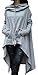 IF FEEL Women Casual Irregular Maxi Solid Color Hooded Shirt Blouse Top