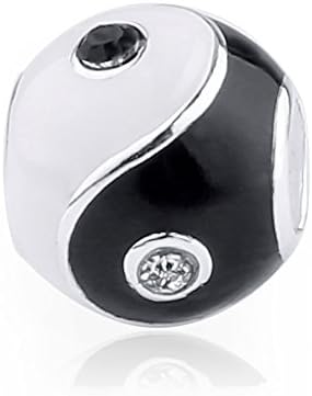 Charm Central Premium Black &amp; White Yin Yang Charm for Charm Bracelets