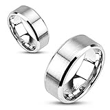 STR-0102 Stainless Steel Brushed Center Flat Band Ring Beveled Edge Ring 6mm Size 5-8 8mm Size 9-14 (12)