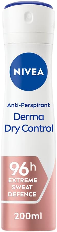 NIVEA Derma Dry Control Antiperspirant 96H Deodorant Spray 200ml Women Sweat