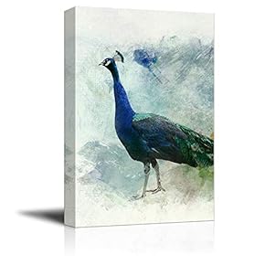 Canvas Wall Art Beautiful Peacock Dreaming Painting Artwork for Home Prints Framed - 12x18 inches