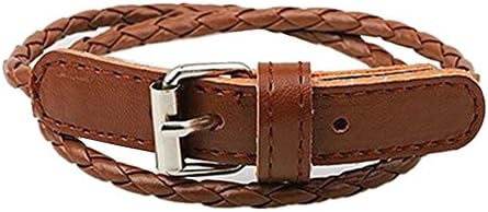 Melodyep Korean Fashion Simple Clasp Braided Leather Bracelet Female Multi-Layer Winding(C1)