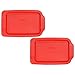 Pyrex 233-PC Red Rectangle Standard Baking Dish Lid - 2 Pack (Lid Only - Dish NOT Included)