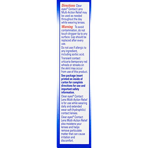 Clear Eyes Contact Lens MultiAction Relief Eye Drops 0.5 FL OZ