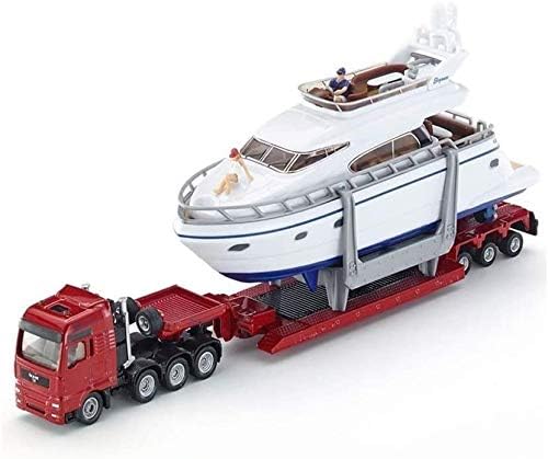 ダイカストカー模型玩具 スケールダイキャスト合金車のおもちゃ玩具1時24分エンジニアリングトラックトレーラー大型トラックとヨット1849人のキッズモデル