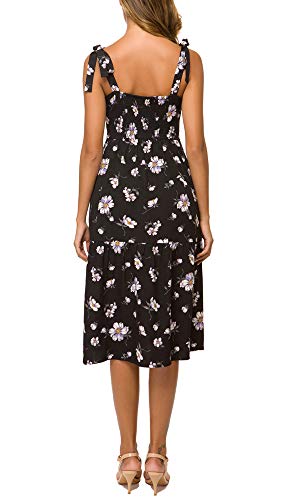 TOP-MAX Women's Dresses -V Neck Boho Floral Split Summer Prom Party Beach Casual Wedding Guest Flowy Long Maxi Dress (Floral#Q, M(US 8-10))