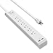 Power Strip RAVPower 6-Outlet Office / Home Surge Protector with 2 iSmart USB Ports, ETL Listed Power Plug 880 Joule with 5 ft Long Power Cord and Bottom Wall Mounting Ports (White)