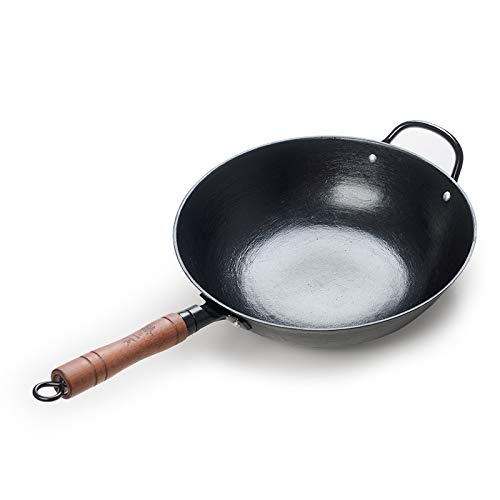 臻三环 ZhenSanHuan Cast Iron Woks and Stir Fry Pans, No Coating, Induction