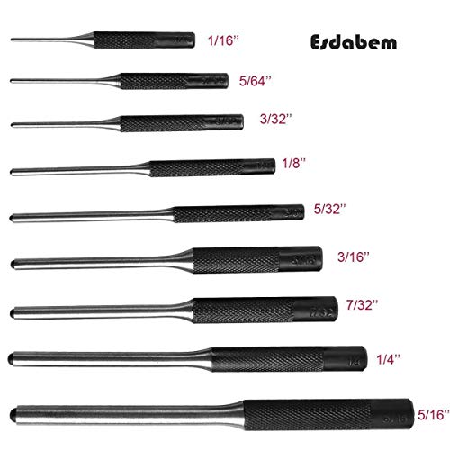 9 Pcs Roll Pin Punch Set - and 4 Pcs Hollow End Starter Punch Tool with Carry Case by Esdabem