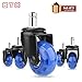 8T8 Upgraded Chair Caster Wheels 2'', Quiet and Smooth Gliding,Heavy Duty Wheels with Plug-in Stem 11X22 (7/16''X7/8''), Safe for Hardwood Carpet Tile Floors, Set of 5 (Blue, 2 inch)