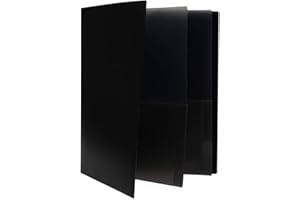 JAM PAPER Heavy Duty Plastic Multi Pocket Folders - 6 Pocket Organizer - Black - 2/Pack