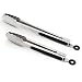 ALLWIN-HOUSEWARE W 9-Inch & 12-Inch 304 Stainless Steel Kitchen Tongs, Set of 2 Sturdy Non-Stick Grilling Barbeque Cooking Brushed Steel Locking Food Tongs with Ergonomic Grip, Black