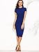 MakeMeChic Women's Short Sleeve Classy Solid Stretchy Wear to Work Pencil Dress Blue L